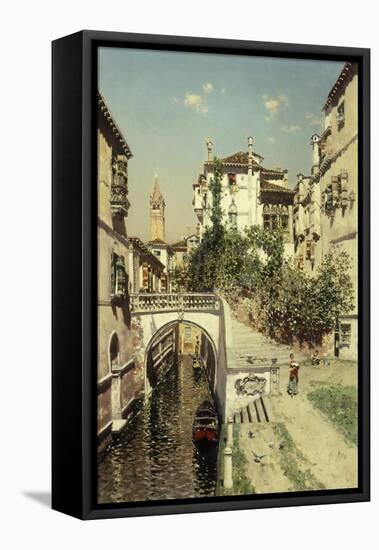 A Venetian Canal Scene-Martin Rico y Ortega-Framed Premier Image Canvas