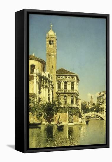A Venetian Canal Scene-Martin Rico y Ortega-Framed Premier Image Canvas