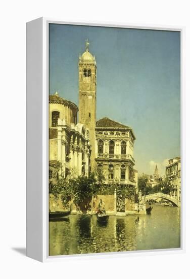 A Venetian Canal Scene-Martin Rico y Ortega-Framed Premier Image Canvas