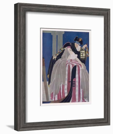 A Venetian Couple in Carnival Costume-null-Framed Art Print