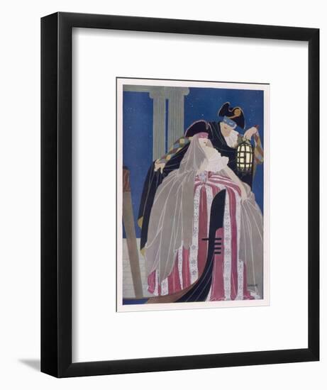 A Venetian Couple in Carnival Costume-null-Framed Art Print