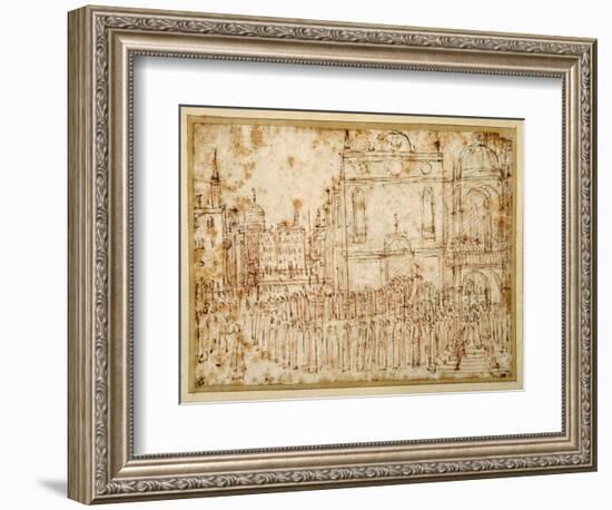 A Venetian Procession Moving from a Scuola to a Flanking Church-Gentile Bellini-Framed Giclee Print