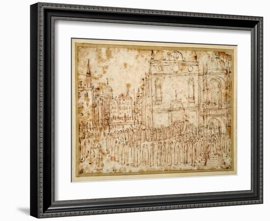 A Venetian Procession Moving from a Scuola to a Flanking Church-Gentile Bellini-Framed Giclee Print