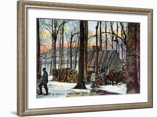 A Vermont Maple Sugar Camp, USA, Early 20th Century-null-Framed Giclee Print