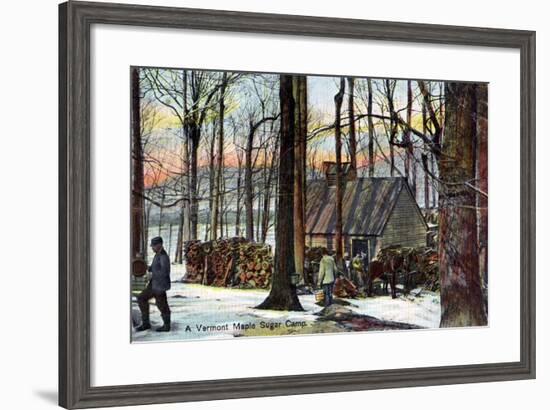 A Vermont Maple Sugar Camp, USA, Early 20th Century-null-Framed Giclee Print