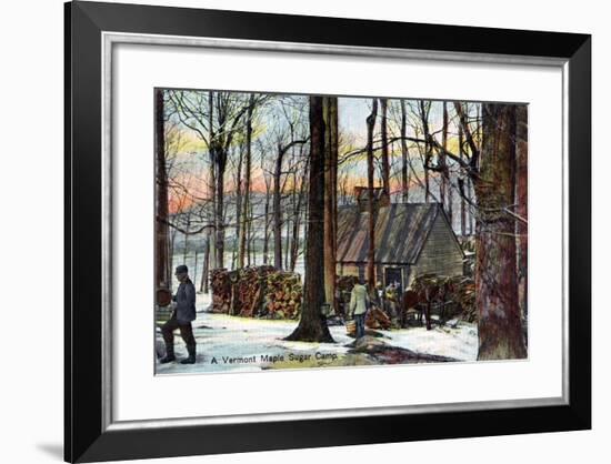 A Vermont Maple Sugar Camp, USA, Early 20th Century-null-Framed Giclee Print