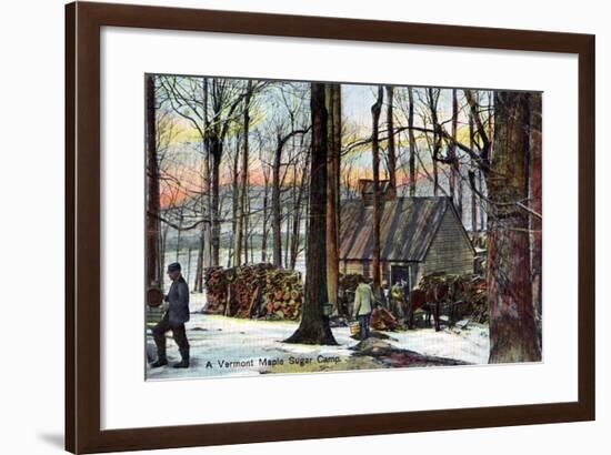A Vermont Maple Sugar Camp, USA, Early 20th Century-null-Framed Giclee Print