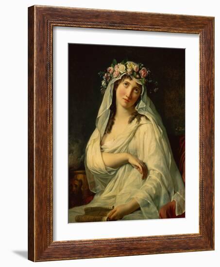 A Vestal Virgin Crowned with Flowers, 1783-Jacques Louis David-Framed Giclee Print