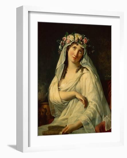 A Vestal Virgin Crowned with Flowers, 1783-Jacques Louis David-Framed Giclee Print