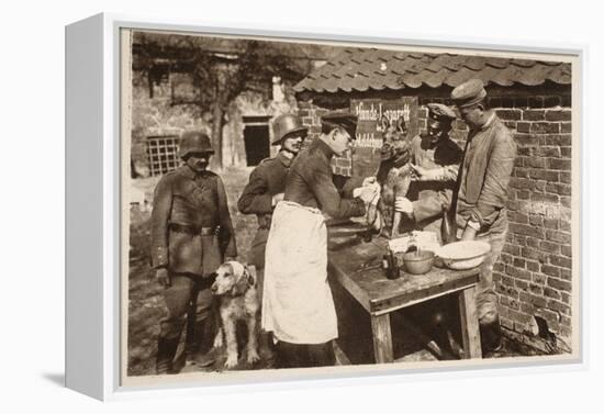 A Veterinary Hospital at the Front (B/W Photo)-German photographer-Framed Premier Image Canvas