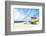 A Vibrant Photo of a Lifeguard Tower in the Colors of the Pride Flag-karandaev-Framed Photographic Print