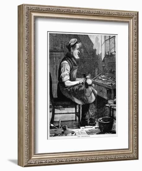 A Victorian Shoemaker in His Workshop-null-Framed Art Print