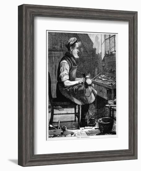 A Victorian Shoemaker in His Workshop-null-Framed Art Print