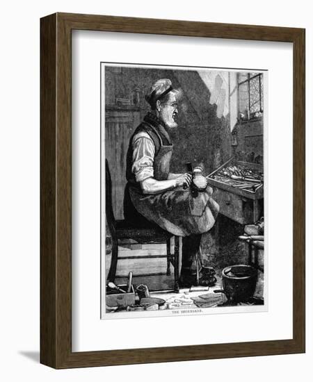 A Victorian Shoemaker in His Workshop-null-Framed Art Print