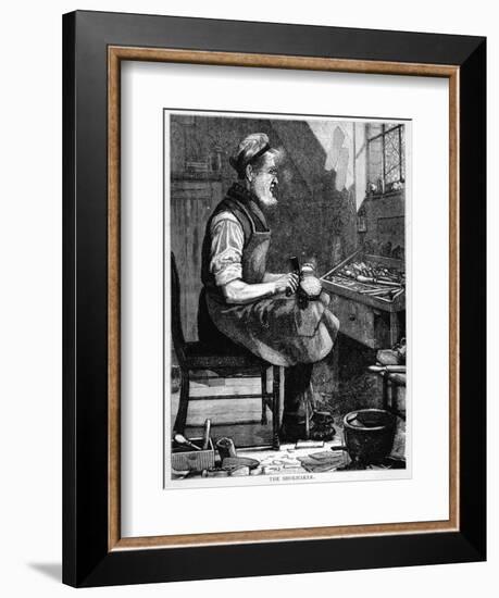 A Victorian Shoemaker in His Workshop-null-Framed Art Print