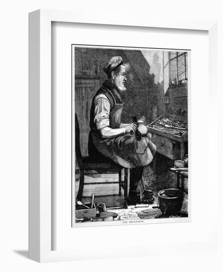 A Victorian Shoemaker in His Workshop-null-Framed Art Print