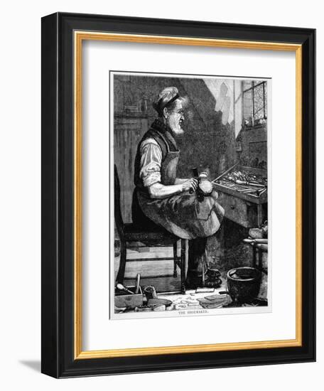 A Victorian Shoemaker in His Workshop-null-Framed Art Print