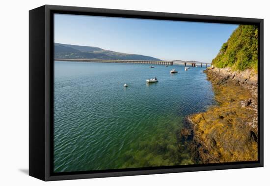 A View across the Estuary to Barmouth Viaduct Barmouth Gwynedd Wales UK-David Holbrook-Framed Premier Image Canvas