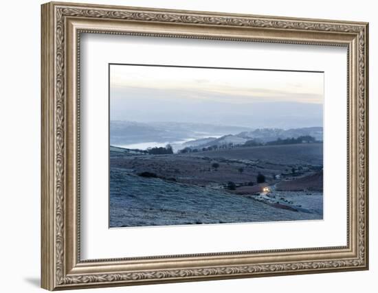 A View at Sunrise Towards the Brecon Beacons National Park, Powys, Wales, United Kingdom, Europe-Graham Lawrence-Framed Photographic Print