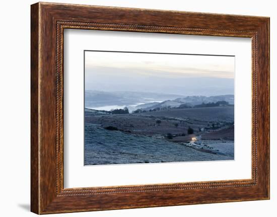 A View at Sunrise Towards the Brecon Beacons National Park, Powys, Wales, United Kingdom, Europe-Graham Lawrence-Framed Photographic Print