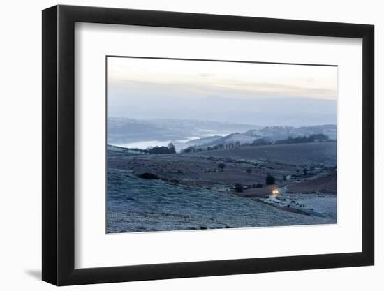 A View at Sunrise Towards the Brecon Beacons National Park, Powys, Wales, United Kingdom, Europe-Graham Lawrence-Framed Photographic Print