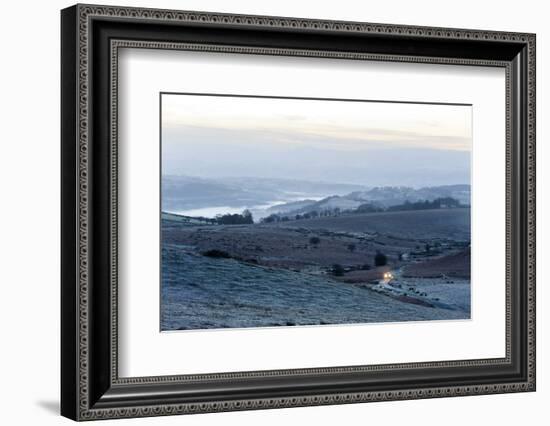 A View at Sunrise Towards the Brecon Beacons National Park, Powys, Wales, United Kingdom, Europe-Graham Lawrence-Framed Photographic Print