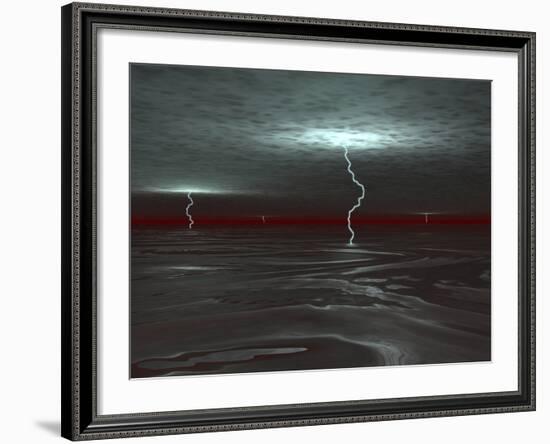 A View Below the Gas Clouds of Jupiter's Atmosphere, across a Sea of Liquid Hydrogen-Stocktrek Images-Framed Photographic Print