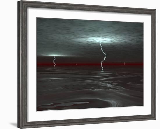 A View Below the Gas Clouds of Jupiter's Atmosphere, across a Sea of Liquid Hydrogen-Stocktrek Images-Framed Photographic Print