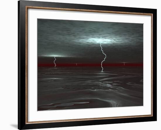 A View Below the Gas Clouds of Jupiter's Atmosphere, across a Sea of Liquid Hydrogen-Stocktrek Images-Framed Photographic Print