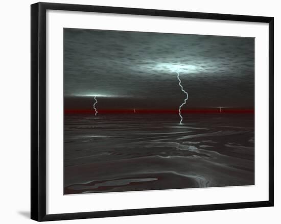 A View Below the Gas Clouds of Jupiter's Atmosphere, across a Sea of Liquid Hydrogen-Stocktrek Images-Framed Photographic Print