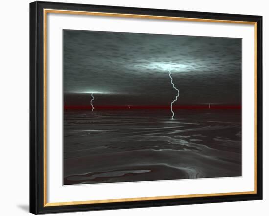 A View Below the Gas Clouds of Jupiter's Atmosphere, across a Sea of Liquid Hydrogen-Stocktrek Images-Framed Photographic Print