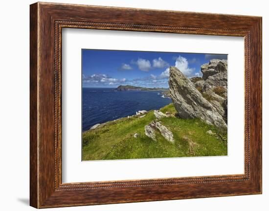 A view from Clogher Head towards Sybil Point, at the western end of the Dingle Peninsula, County Ke-Nigel Hicks-Framed Photographic Print