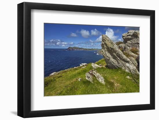 A view from Clogher Head towards Sybil Point, at the western end of the Dingle Peninsula, County Ke-Nigel Hicks-Framed Photographic Print