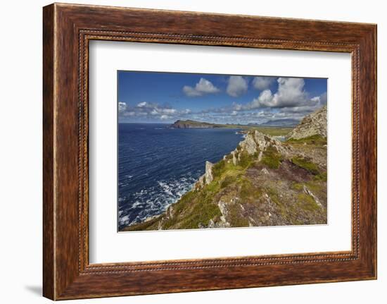 A view from Clogher Head towards Sybil Point, at the western end of the Dingle Peninsula, County Ke-Nigel Hicks-Framed Photographic Print