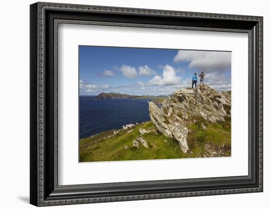 A view from Clogher Head towards Sybil Point, at the western end of the Dingle Peninsula, County Ke-Nigel Hicks-Framed Photographic Print