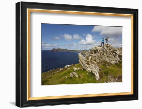 A view from Clogher Head towards Sybil Point, at the western end of the Dingle Peninsula, County Ke-Nigel Hicks-Framed Photographic Print