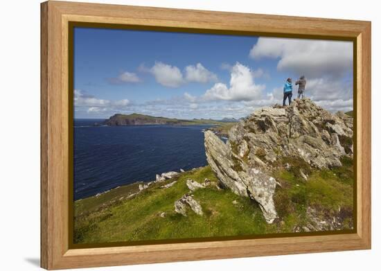 A view from Clogher Head towards Sybil Point, at the western end of the Dingle Peninsula, County Ke-Nigel Hicks-Framed Premier Image Canvas