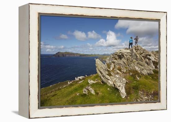 A view from Clogher Head towards Sybil Point, at the western end of the Dingle Peninsula, County Ke-Nigel Hicks-Framed Premier Image Canvas