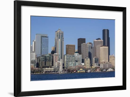 A View from Puget Sound of the Downtown Area of the Seaport City of Seattle, Washington State-Michael Nolan-Framed Photographic Print