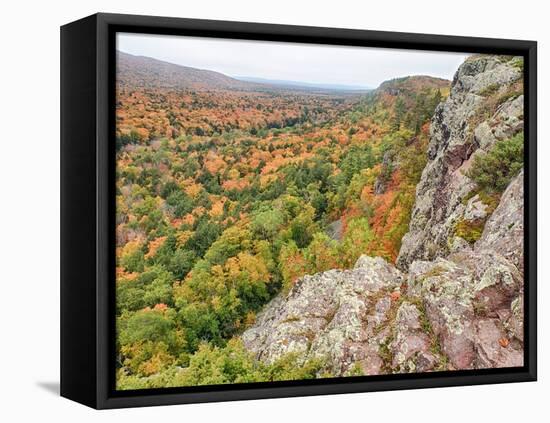 A View from Summit Peak of Lake of the Clouds Looking into the Big Carp River Valley in Autumn at P-Julianne Eggers-Framed Premier Image Canvas