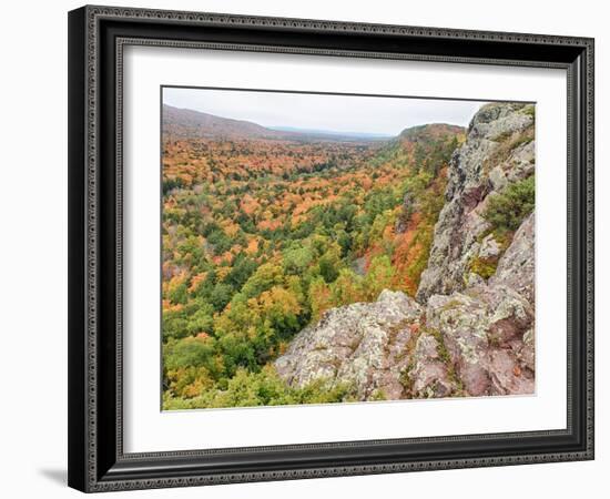 A View from Summit Peak of Lake of the Clouds Looking into the Big Carp River Valley in Autumn at P-Julianne Eggers-Framed Photographic Print