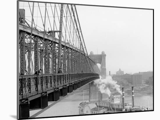 A View from Suspension Bridge, Cincinnati, Ohio-null-Mounted Photo