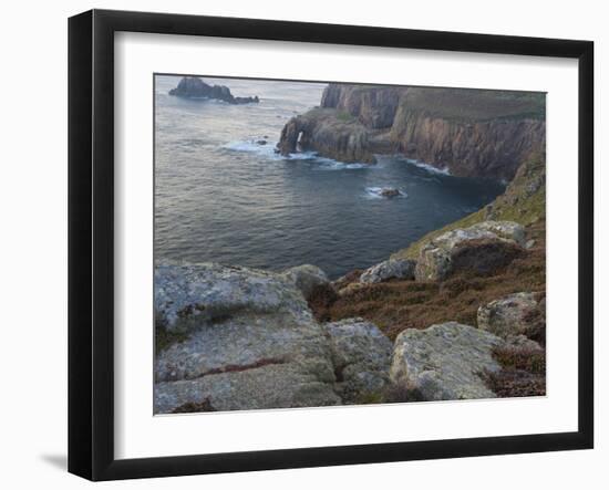 A view from the cliffs at Lands End, Cornwall, England, United Kingdom, Europe-Jon Gibbs-Framed Photographic Print