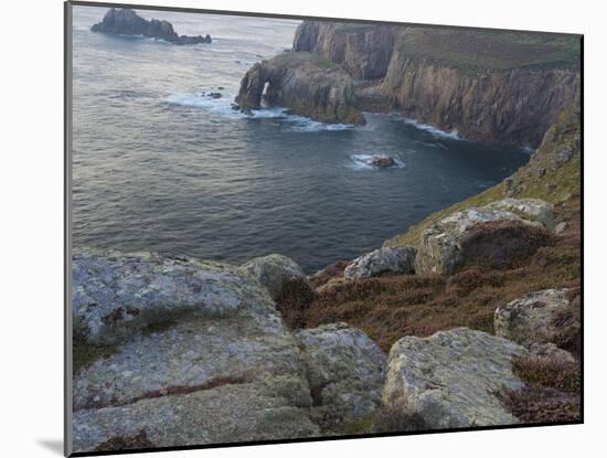 A view from the cliffs at Lands End, Cornwall, England, United Kingdom, Europe-Jon Gibbs-Mounted Photographic Print