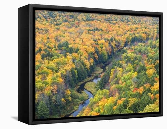 A View from the Summit Peak of the Big Carp River in Autumn at Porcupine Mountains Wilderness State-Julianne Eggers-Framed Premier Image Canvas