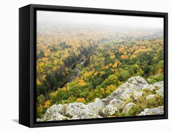 A View from the Summit Peak of the Big Carp River in Autumn at Porcupine Mountains Wilderness State-Julianne Eggers-Framed Premier Image Canvas
