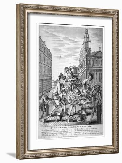 A view in St Paul's Churchyard on a windy day', 1740-Anon-Framed Giclee Print