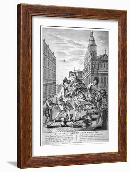 A view in St Paul's Churchyard on a windy day', 1740-Anon-Framed Giclee Print