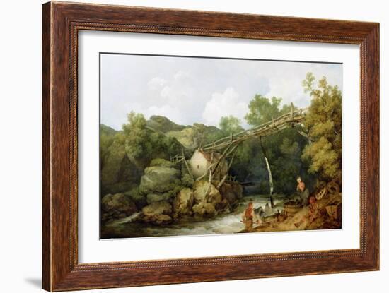 A View Near Matlock, Derbyshire with Figures Working Beneath a Wooden Conveyor, 1785-Philip James Loutherbourg-Framed Giclee Print