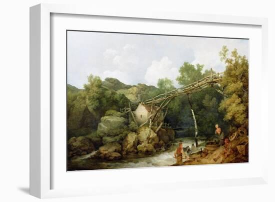 A View Near Matlock, Derbyshire with Figures Working Beneath a Wooden Conveyor, 1785-Philip James Loutherbourg-Framed Giclee Print